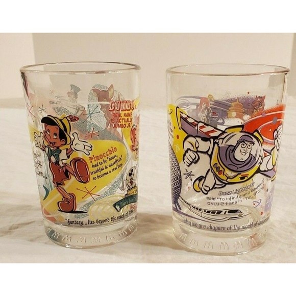 (2) Disney McDonald's "100 Years of Magic" Glass, Buzz Lightyear Mickey Belle + - Picture 2 of 6